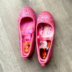 Girls pink / Barbie sequence slip-on ballet flats